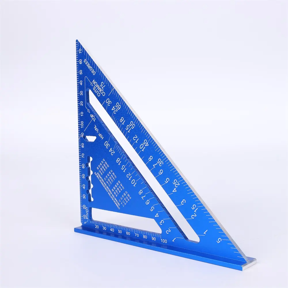 Règle triangulaire de charpentier portable de 7 pouces Rapporteur carré de vitesse en alliage d'aluminium industriel Outil de mesure à 45/90 degrés d'angle