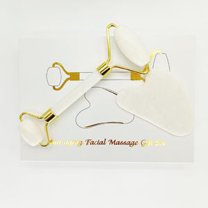 Masseur facial anti-vibrations en pierre rose, lifting cutané, quartz rose naturel, rouleau facial Gua Sha en jade - Product Image 4