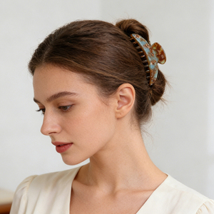 مشبك شعر أسيتات جديد ملون وجذاب، تصميم OEM/ODM راقي على طراز إنستغرام، مشبك شعر نسائي أنيق كبير الحجم من حمض الخليك - Product Image 2