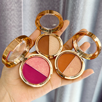 Palette d'ombres à paupières minérales imperméables en gros, marque privée, poudre scintillante, double teinte, dégradé, boîte dorée pour peau claire