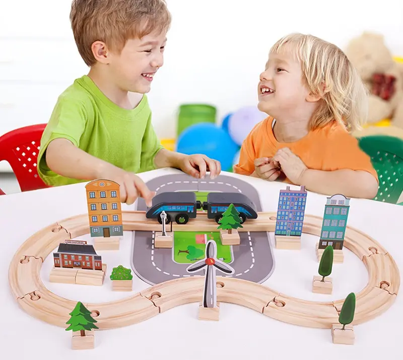 Fun Scene Model Railway Parts Accessories Diy Assemble Slot Toy Train Track Set Wooden Train Toy Set For Children