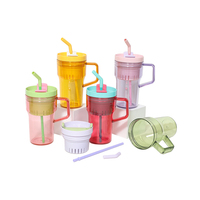 Nouvel Arrivage – Gourde Isotherme Grande Capacité 20oz/40oz en Plastique avec Poignée, Paille et Infuseur pour Thé et Café