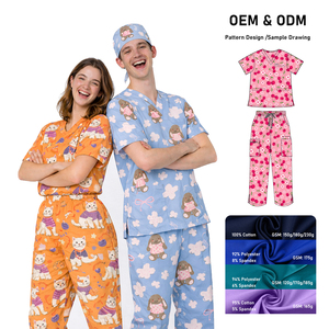 OEM all'ingrosso di alta qualità stampe natalizie da donna Scrub top manica corta abiti medici fabbricati Scrub stampato - Product Image 5