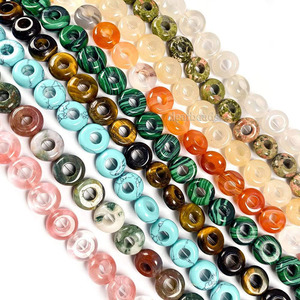 Pierres précieuses authentiques à grand trou, rondes en vrac, pour bricolage, fabrication de bijoux, en forme de Donuts, 5x10x4mm, livraison gratuite - Product Image 1