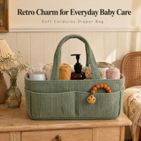 Sac à langer en velours côtelé personnalisé avec logo OEM ODM, pliable, sac de rangement pour maman avec doublure en coton, 6 couleurs pour bébé, vente en gros