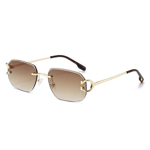 <span class=keywords><strong>Gafas</strong></span> de <span class=keywords><strong>Sol</strong></span> SPUKA 7046 Ovaladas sin Montura para Hombre y Mujer, Montura de Lujo con Corte de Borde, Lentes Degradadas con Protección UV400, Logotipo Personalizado - Product Image 4