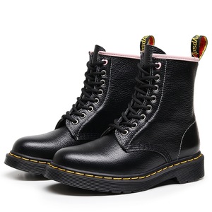 Botas de Cuero Genuino Negro, Altura al Tobillo, Punta Redonda, Cierre de Cordones, Tacón Plano, Suela de Goma Antideslizante, Para Todas las Temporadas, Venta al Por Mayor - Product Image 6