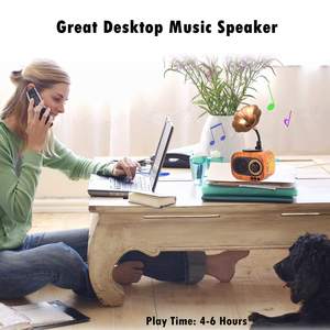 Vintage Gramophone Speaker Retro Horn Decor BT5.0 Wireless Audio TF Card <b>AUX</b> Rechargeable Mini Desktop Stereo - Product Image 3