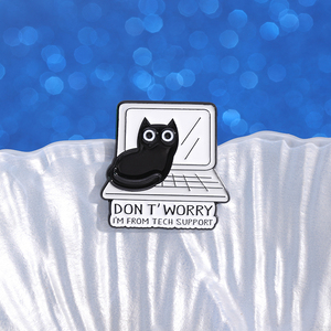 Sming Pins Black Cat Esmalte Pins Custom PENSAR <span class=keywords><strong>ANTES</strong></span> <span class=keywords><strong>DE</strong></span> HACER CLIC Broches Insignias <span class=keywords><strong>de</strong></span> solapa TRABAJANDO DESDE CASA Joyería divertida - Product Image 2