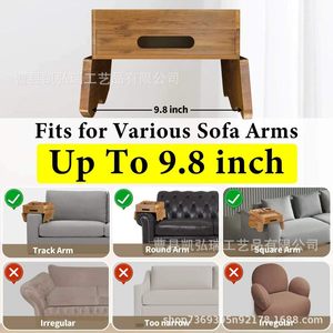 Sofá transfronterizo de madera maciza con portavasos, bandeja, reposabrazos para sillón puf, plato para cenar con cajón extraíble y giratorio - Product Image 5