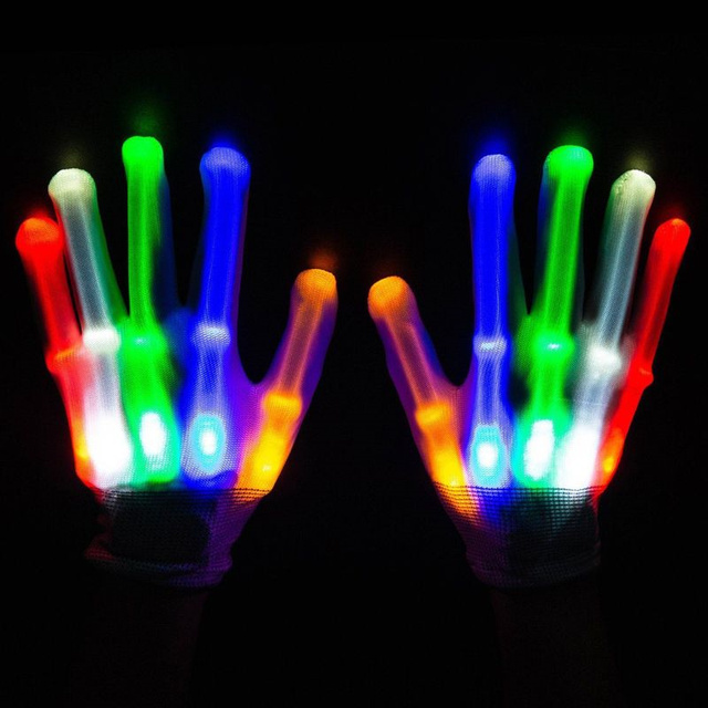 Wholesale Cheap Party Adult Halloween Glow Colorful Rave Led Finger Flashing Led Light Gloves Cotton+Polyester 3 Lighting Modes
