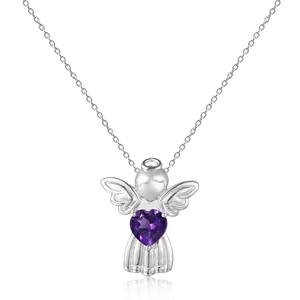 A3588, постоянный аметистовый кулон в форме сердца, серебро 925 пробы, ювелирные изделия, ожерелье с ангелом для женщин на свадьбу