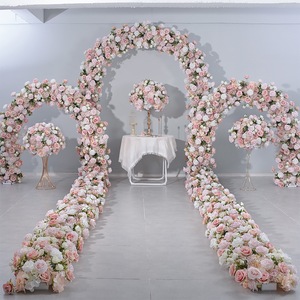 Decoración de Fondo para Bodas, Fondo de Flores Artificiales de Seda, Arco de Flores Rosadas de Hortensias y Rosas para Eventos de Boda - Product Image 1