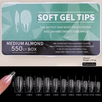Offre Spéciale Amande Stiletto Couverture Complète Demi Faux Ongles Conseils Rond Cercueil Gel Extension pour Doigts Échantillon Gratuit Boîte Motif Carré