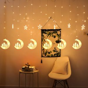 Guirlande lumineuse étoile <span class=keywords><strong>de</strong></span> lune brillante et château <span class=keywords><strong>de</strong></span> conte <span class=keywords><strong>de</strong></span> fées, rideau lumineux musulman, guirlande lumineuse pour la maison, les fêtes, le ramadan, la décoration <span class=keywords><strong>de</strong></span> l'Aïd - Product Image 2