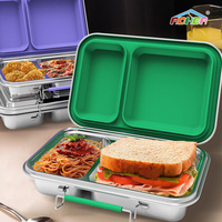 Vente en gros de barquettes à repas en acier inoxydable à 2 compartiments, bol à soupe, boîte à lunch bento avec couvercle