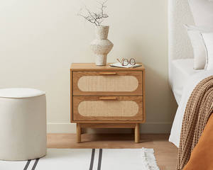 Mesa de Noche de Madera Hecha a Mano de Lujo con Dos Cajones Deslizantes, Mueble de Madera Sólida Resistente para Dormitorio y Sala de Estar Modernos - Product Image 2