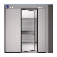 Nouvelle porte à battant en aluminium à double vitrage et cadre étroit pour salle de bain et toilettes