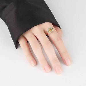 Bague tournante colorée en cuivre plaqué or avec zircone cubique, ajustable, anti-anxiété, bijou fidget pour femme - Product Image 3