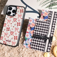 Coque de téléphone à panneau arrière magnétique remplaçable pour iphone 17 / 17pro/17promax/17air avec l'amant rose doré