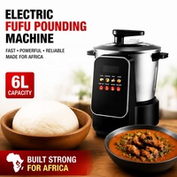 Máquina Eléctrica para Preparar Fufu de 900W y Gran Capacidad (6L), Procesador de Alimentos Comercial de Alta Resistencia para Triturar, Mezclar y Cocinar Ñame