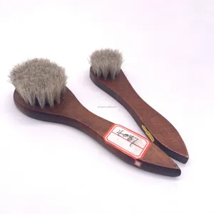 专业制造商马毛清洁工具小木鞋刷优质皮革抛光刷，带木柄