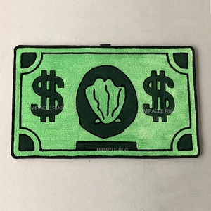 Alfombra y tapete hechos a mano para sala de estar con diseño de billete de 100 dólares, alfombra primaria personalizada de 1 rollo, alfombra tufting - Product Image 1