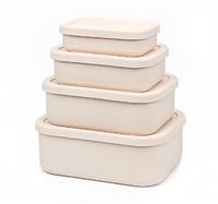 Boîte à lunch en silicone pur sans BPA, grande capacité, étanche, compatible micro-ondes, pour enfants, avec couvercle
