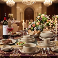 Ensemble de table à manger de luxe ST, vaisselle en céramique avec glaçure craquelée réactive, Vajilla De Ceramic Restaurante Hotel Catering Tableware