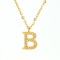 Collar de Letras de Zirconia para Niños, Chapado en Oro de 18k, de Acero Inoxidable, a la Moda, Venta al por Mayor de Fábrica, Resistente al Agua, Regalo para Fiestas