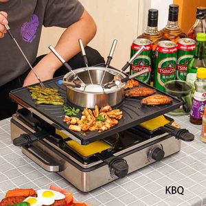 <span class=keywords><strong>Appareil</strong></span> de Cuisine <span class=keywords><strong>Raclette</strong></span> <span class=keywords><strong>Grill</strong></span> Électrique BBQ Fondue 8 Personnes Avec Caquelon Fromage et Chocolat - Product Image 2