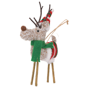 Rustic Fabric Reindeer Hanging Ornaments with Knit <b>Hats</b> and Scarves for Christmas Tree Wreath Tabletop <b>Holiday</b> Wholesale - Product Image 5