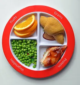 Une Alimentation saine Partie Saine alimentation Plaque Partie Repas Contrôle Portions de Nourriture En Plastique 4 Compartiment Mélamine Enfants Assiette