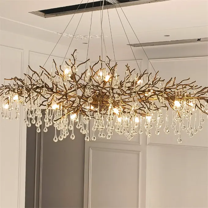 Elegant hot sale design fixture crystal villa aisle decorative modern chandeliers pendant light for hotel living room