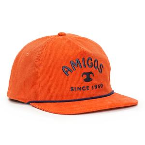 Casquettes Snapback non structurées à 5 panneaux personnalisées avec logo brodé en corde, casquettes en velours côtelé orange - Product Image 1