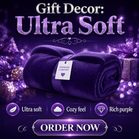 Plaid Jacquard Ultra Doux Violet Texturé Effet Popcorn Couleur Unie Luxe Minimaliste Couverture Moelleuse en Peluche pour Canapé et Lit Décoration
