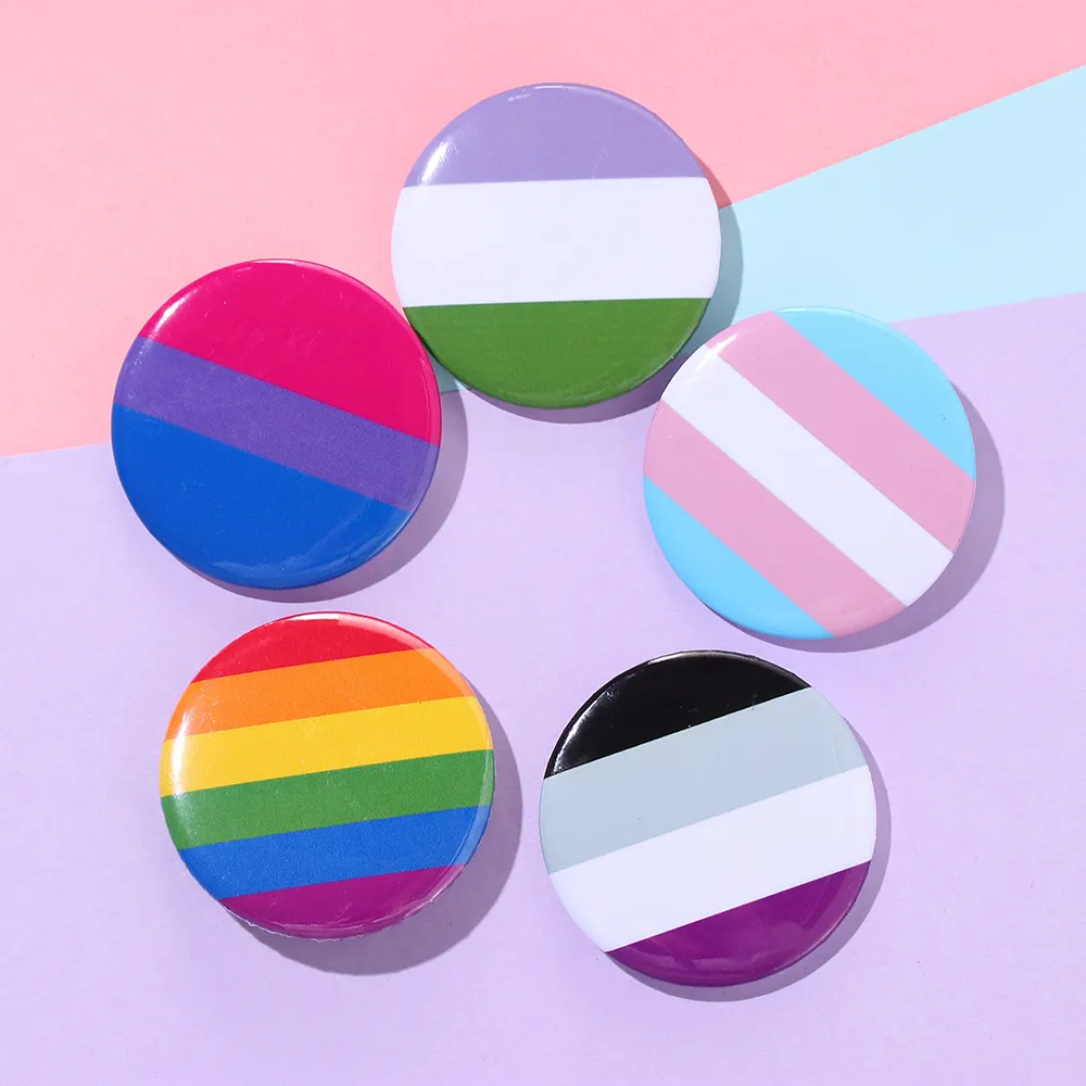 Stolz Regenbogen Flagge Weißblech Abzeichen Unterstützung Homosexuell Lesben Bisexuell Transgender Symbol Pin Icons Brosche Schmuck Zubehör