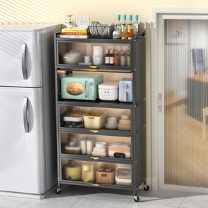 Soporte de suelo para horno <span class=keywords><strong>microondas</strong></span> con ruedas, diseño moderno, estante de almacenamiento para plantas y cocina - Product Image 2