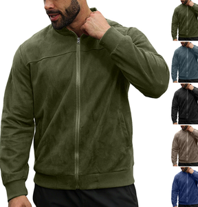 High-Quality <b>Men's</b> <b>Suede</b> Zipper <b>Jacket</b> Custom LOGO Cold-Proof Windproof - Product Image 1