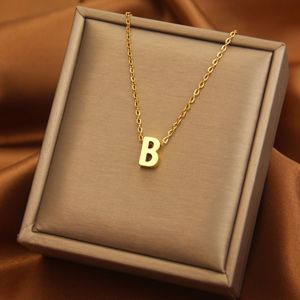Europeo americano 26 letras collar con colgante de acero inoxidable 18K oro verdadero galvanizado Simple inglés sin caídas moda caliente - Product Image 3