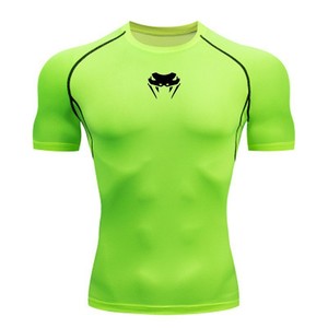 Camisetas de compresión deportivas <span class=keywords><strong>Elite</strong></span> de manga corta ajustadas para hombre con diseño de cabeza de serpiente, cuello redondo y tela opaca para realce muscular. - Product Image 6