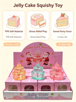 Jouet anti-stress transparent en TPR en forme de gâteau de Noël du Père Noël, jouet sensoriel mini gâteau extensible lent, cadeau de Noël