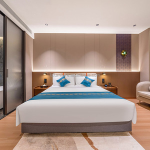 OEM ODM Supplier Custom Hotel Furniture Complete Bedroom Set MDF Wooden <b>Panel</b> King Bed Frame Upholstered <b>Headboard</b> Nightstands - Product Image 4