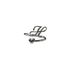 Fashion <b>Rings</b> 316L Stainless Steel PVD Gold Plating Heart <b>Initial</b> H Design Adjustable Size For Women Men Jewelry - Product Image 1