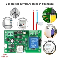 1 saluran Ewelink Wifi RF modul saklar mengunci sendiri DC 5V 7-32v Aplikasi nirkabel pengendali jarak jauh Alexa Googole rumah pintar