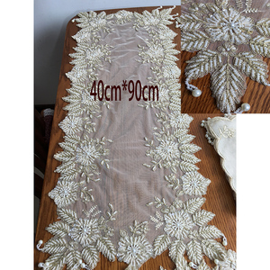 Camino <span class=keywords><strong>de</strong></span> <span class=keywords><strong>mesa</strong></span> con cuentas <span class=keywords><strong>de</strong></span> organza bordado hecho a mano, adorno navideño, Decoración <span class=keywords><strong>de</strong></span> <span class=keywords><strong>mesa</strong></span> - Product Image 4