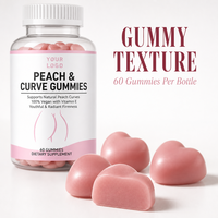 Gummies à la pêche Private Label Peach Curve, fermeté personnalisée, faible MOQ, 60 pièces