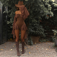 Robe d'été en mousseline de soie, épaules dénudées, coupe trapèze, sexy, à volants, courte, pour femme, idéale pour les soirées