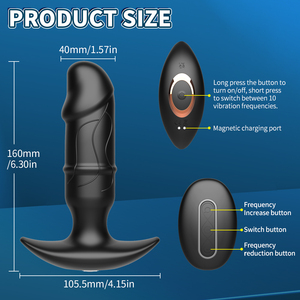 ปลั๊กก้นแบบสอดใส่ ช่วยเพิ่มความสุขทางเพศ พร้อมระบบสั่นสะเทือนอิเล็กทรอนิกส์ แหวนสั่นแบบสวม ปลั๊กก้น ของเล่นทางเพศสำหรับผู้ชาย - Product Image 5