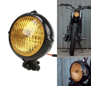 Phare de moto vintage chromé transparent de 3.5 pouces pour Harley <span class=keywords><strong>Cafe</strong></span> <span class=keywords><strong>Racer</strong></span> pour position avant - Product Image 4
